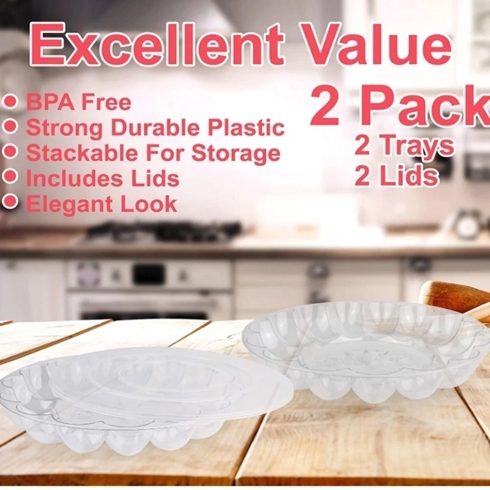 2 Deviled Egg Travel Carry Trays Storage Serving Trays Holds 48 Eggs
